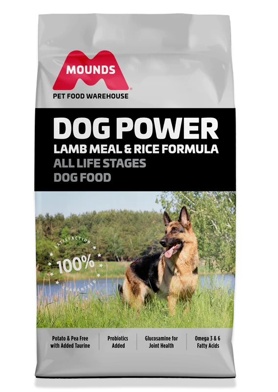 mounds dog power lamb meal and rice formula dog bag