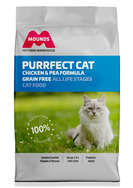 mounds purrfect cat chicken and pea formula food bag