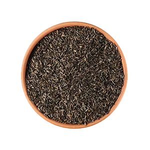 nyjer seed in wood bowl