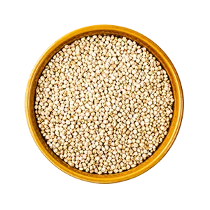 white millet in wood bowl